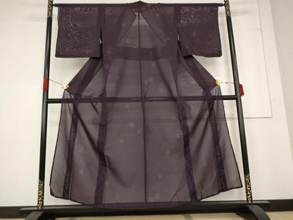 平和屋着物＊夏物 小紋 絽 舞花文 洗える着物 AABB5857st