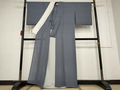 平和屋着物＊夏物 色無地 紗 鉛色 正絹 逸品 AABB5861st