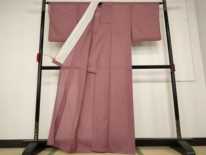 平和屋着物＊夏物　色無地　絽　長春色　洗える着物　AABB5864st