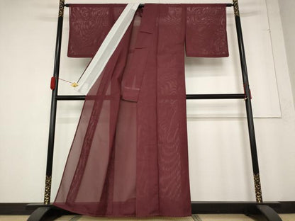平和屋着物＊夏物 色無地 絽 葡萄茶色 洗える着物 AABB5865st