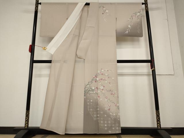 平和屋着物＊夏物　訪問着　絽　草花文　暈し染め　金彩　正絹　逸品　AABB5871st