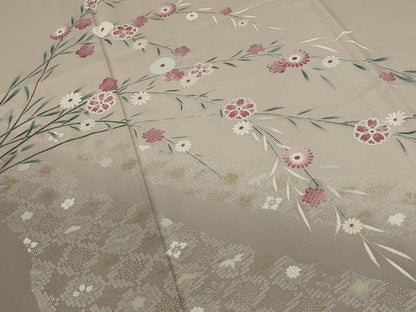 平和屋着物＊夏物　訪問着　絽　草花文　暈し染め　金彩　正絹　逸品　AABB5871st
