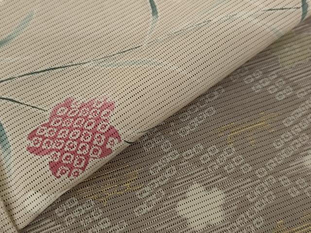 平和屋着物＊夏物　訪問着　絽　草花文　暈し染め　金彩　正絹　逸品　AABB5871st