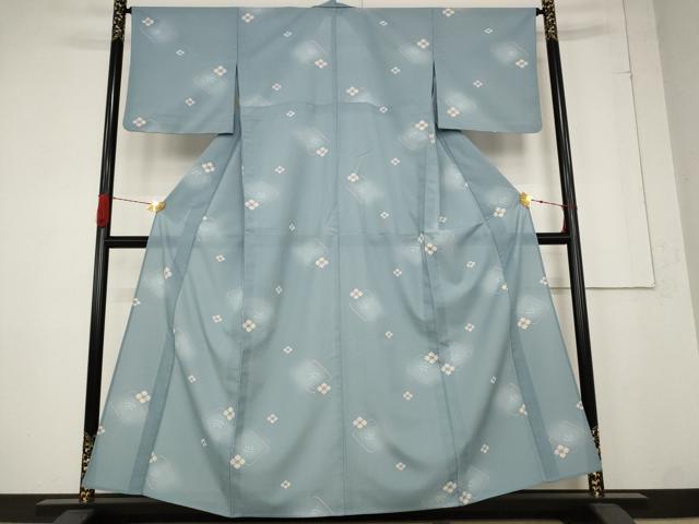 平和屋着物＊夏物 小紋 絽 花菱文 暈し染め 洗える着物 AABB5875st