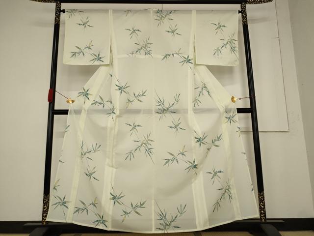 平和屋着物＊夏物 小紋 絽 笹竹文 洗える着物 未使用 AABB5877st