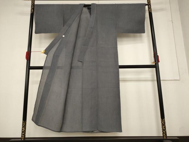 平和屋着物＊夏物 男性 小千谷ちぢみ 鈍色 麻 AABB5880st