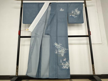 平和屋着物＊夏物 訪問着 絽 流水草花文 洗える着物 AABB5891st