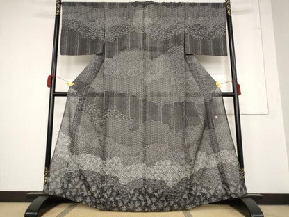 平和屋着物＊夏物　訪問着　紗　作家物　型染め　草花文　正絹　逸品　未使用　AABB5896st
