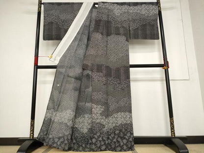 平和屋着物＊夏物　訪問着　紗　作家物　型染め　草花文　正絹　逸品　未使用　AABB5896st