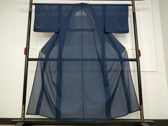 平和屋着物＊夏物 色無地 絽 留紺色 洗える着物 AABB5897st