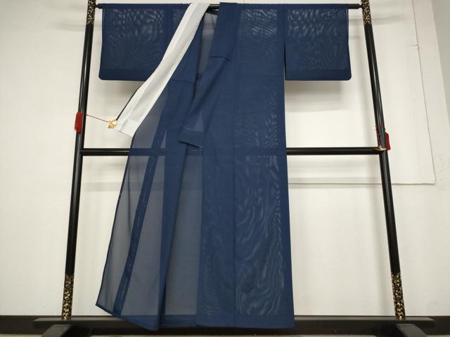 平和屋着物＊夏物 色無地 絽 留紺色 洗える着物 AABB5897st