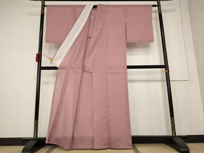 平和屋着物＊夏物 色無地 絽 雲取り紋紗 退紅色 洗える着物 未使用 AABB5902st