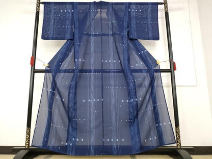 平和屋着物＊夏物　小紋　絽　飛鳥文　洗える着物　AABB5904st
