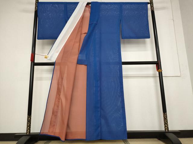 平和屋着物＊夏物 色無地 絽 紺瑠璃色 洗える着物 AABB5905st