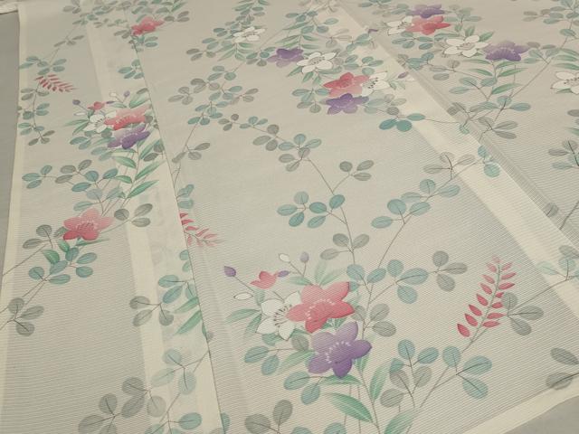 平和屋着物＊夏物 小紋 絽 草花文 洗える着物 AABB5906st
