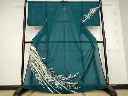 平和屋着物＊夏物 訪問着 絽 熨斗枝花文 金彩 洗える着物 AABB5909st