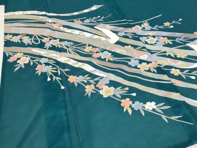 平和屋着物＊夏物 訪問着 絽 熨斗枝花文 金彩 洗える着物 AABB5909st