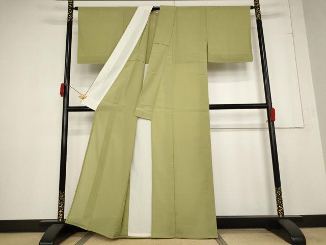 平和屋着物＊夏物 色無地 絽 青朽葉色 洗える着物 未使用 AABB5911st