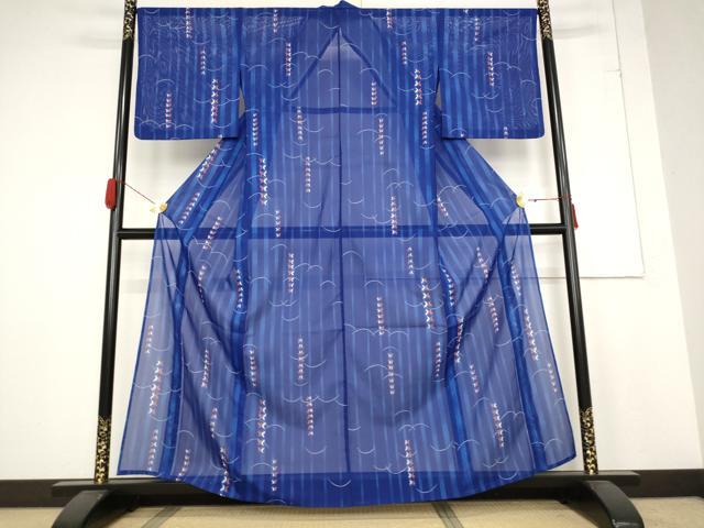 平和屋着物＊夏物 小紋 絽 舞蝶文 洗える着物 AABB5913st