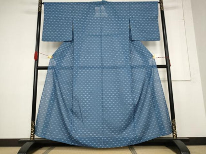 平和屋着物＊夏物 小紋 絽 幾何学文様 洗える着物 AABB5914st
