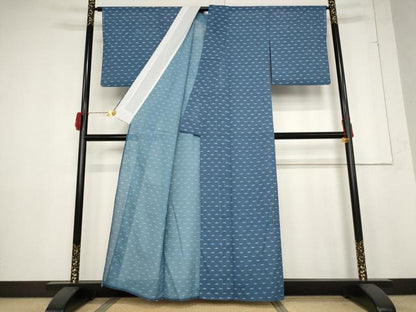 平和屋着物＊夏物 小紋 絽 幾何学文様 洗える着物 AABB5914st