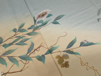 平和屋着物＊夏物 訪問着 絽 作家物 草花文 暈し染め 正絹 逸品 AABB5917st