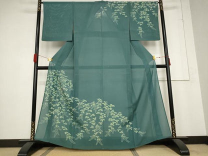 平和屋着物＊夏物 訪問着 絽 草花文 銀糸 正絹 逸品 AABB5918st