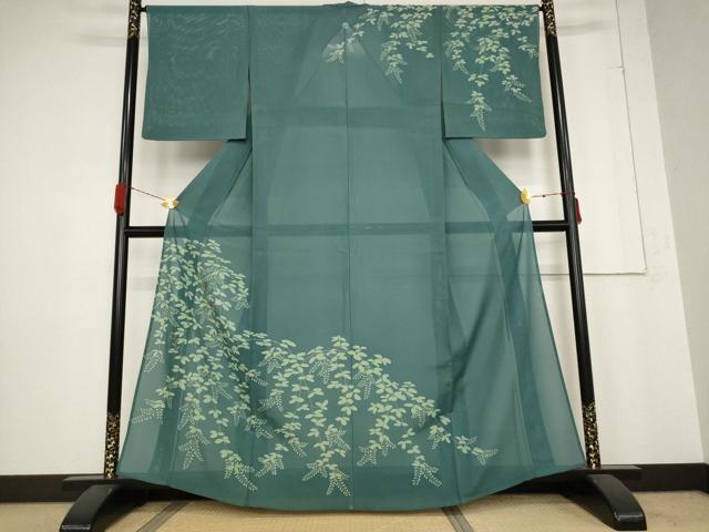 平和屋着物＊夏物 訪問着 絽 草花文 銀糸 正絹 逸品 AABB5918st