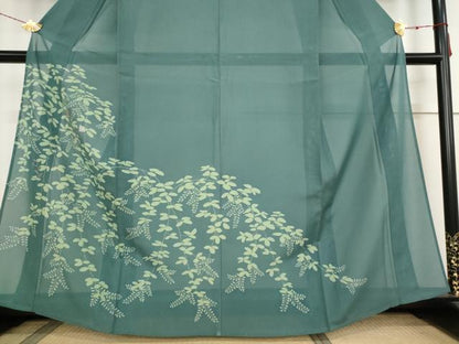 平和屋着物＊夏物 訪問着 絽 草花文 銀糸 正絹 逸品 AABB5918st