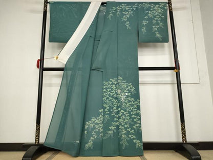 平和屋着物＊夏物 訪問着 絽 草花文 銀糸 正絹 逸品 AABB5918st