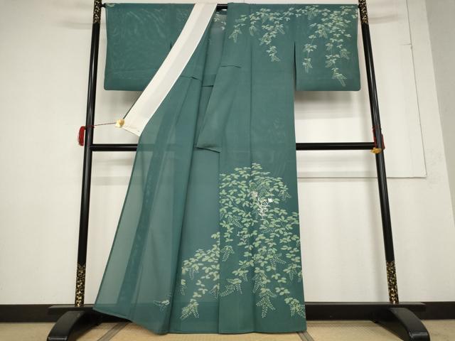 平和屋着物＊夏物 訪問着 絽 草花文 銀糸 正絹 逸品 AABB5918st