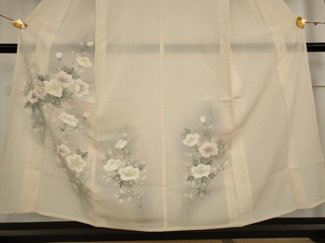 平和屋着物＊夏物 訪問着 絽 手描き 草花文 暈し染め 正絹 逸品 AABB5922st