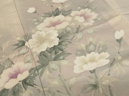 平和屋着物＊夏物 訪問着 絽 手描き 草花文 暈し染め 正絹 逸品 AABB5922st