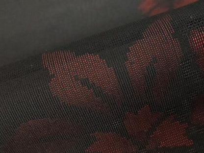 平和屋着物＊夏物 小紋 紗 草花文 黒地 正絹 逸品 AABB5923st