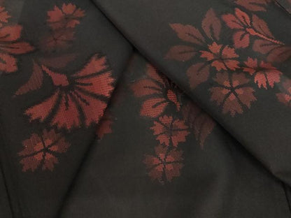 平和屋着物＊夏物 小紋 紗 草花文 黒地 正絹 逸品 AABB5923st