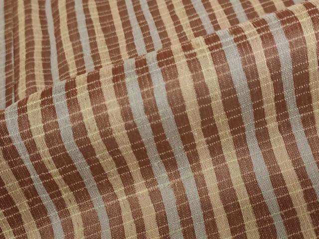 平和屋着物＊夏物　紗紬　縞　ロング丈　正絹　逸品　AABB5924st