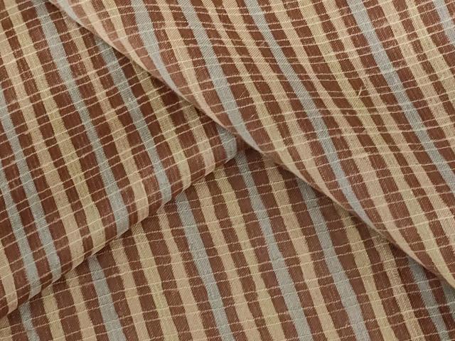 平和屋着物＊夏物　紗紬　縞　ロング丈　正絹　逸品　AABB5924st