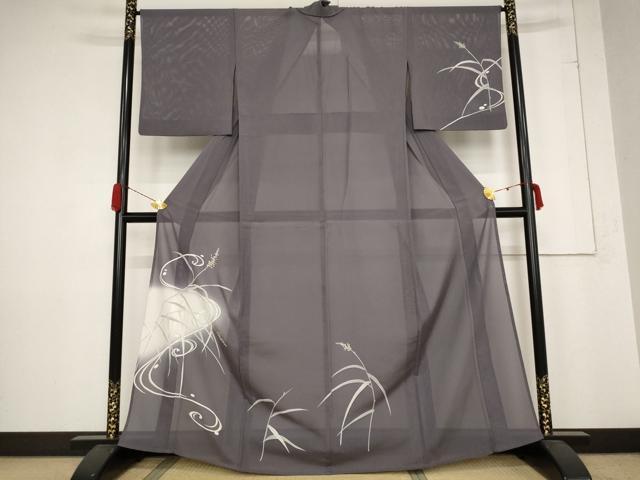 平和屋着物＊夏物 訪問着 絽 草花文 暈し染め 金彩 反端付き 正絹 逸品 AABB5929st