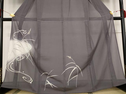 平和屋着物＊夏物 訪問着 絽 草花文 暈し染め 金彩 反端付き 正絹 逸品 AABB5929st