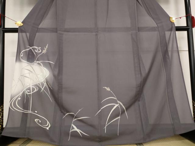平和屋着物＊夏物 訪問着 絽 草花文 暈し染め 金彩 反端付き 正絹 逸品 AABB5929st
