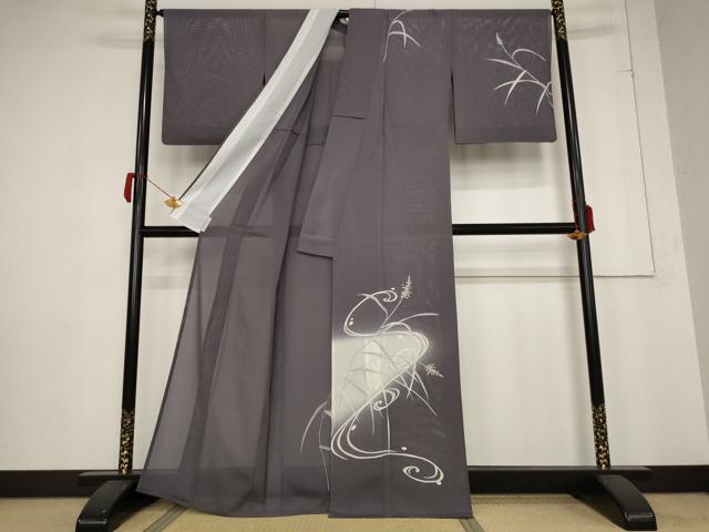 平和屋着物＊夏物 訪問着 絽 草花文 暈し染め 金彩 反端付き 正絹 逸品 AABB5929st