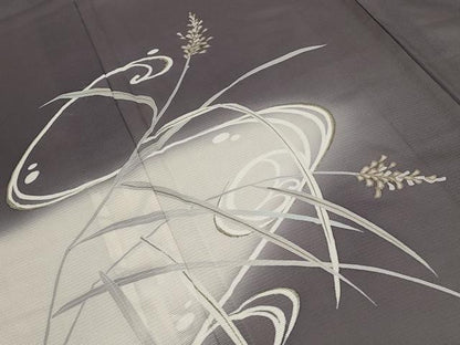 平和屋着物＊夏物 訪問着 絽 草花文 暈し染め 金彩 反端付き 正絹 逸品 AABB5929st