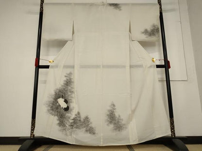 平和屋着物＊夏物　訪問着　絽　樹林飛鶴文　正絹　逸品　AABB5932st