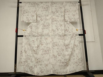 平和屋着物＊夏物　小紋　絽　型染め　更紗花文　正絹　逸品　未使用　AABB5935st