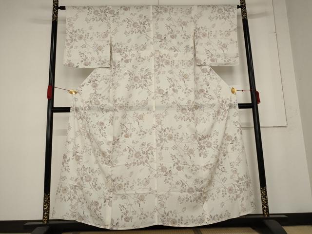 平和屋着物＊夏物　小紋　絽　型染め　更紗花文　正絹　逸品　未使用　AABB5935st
