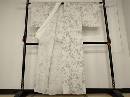 平和屋着物＊夏物　小紋　絽　型染め　更紗花文　正絹　逸品　未使用　AABB5935st