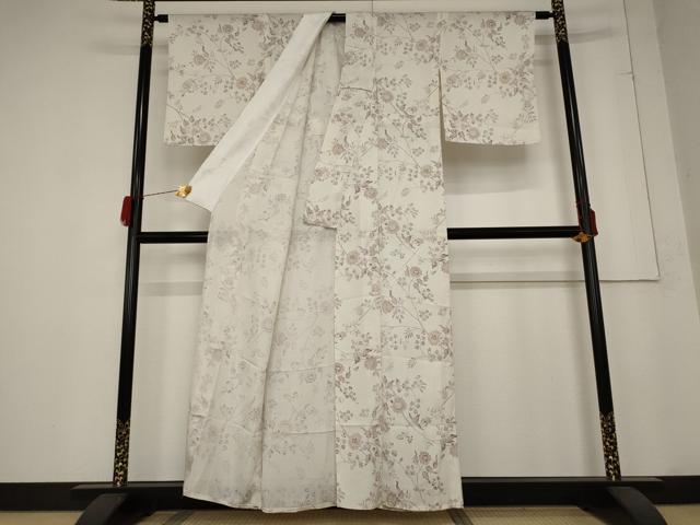平和屋着物＊夏物　小紋　絽　型染め　更紗花文　正絹　逸品　未使用　AABB5935st