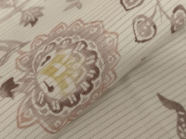 平和屋着物＊夏物　小紋　絽　型染め　更紗花文　正絹　逸品　未使用　AABB5935st
