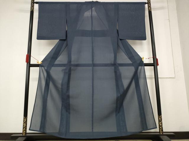 平和屋着物＊夏物　色無地　紗　青褐色　正絹　逸品　AABB5938st