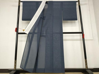 平和屋着物＊夏物　色無地　紗　青褐色　正絹　逸品　AABB5938st
